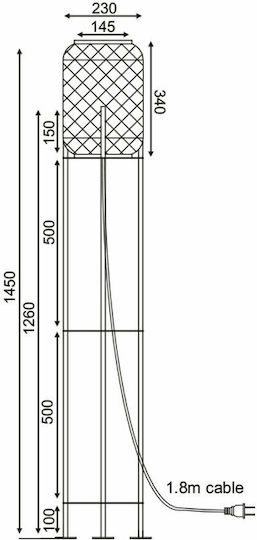 Aca Sahara Vintage Floor Lamp H145xW23cm. with Socket for Bulb E27 Black