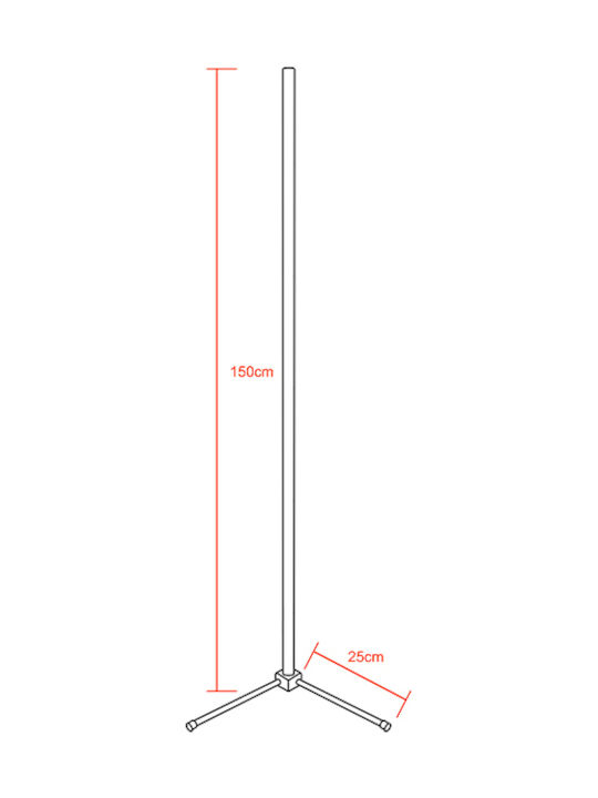 GloboStar LED Floor Lamp H150xW3cm. with Cool White Light 140lm Black