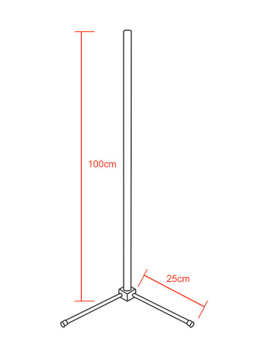 GloboStar LED Floor Lamp H100xW3cm. with Cool White Light 140lm Black