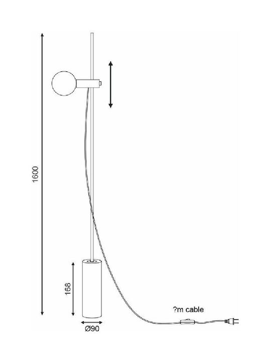 Aca Hera Lampa de podea Î160xL9cm. cu Soclu pentru Bec E14 Alb