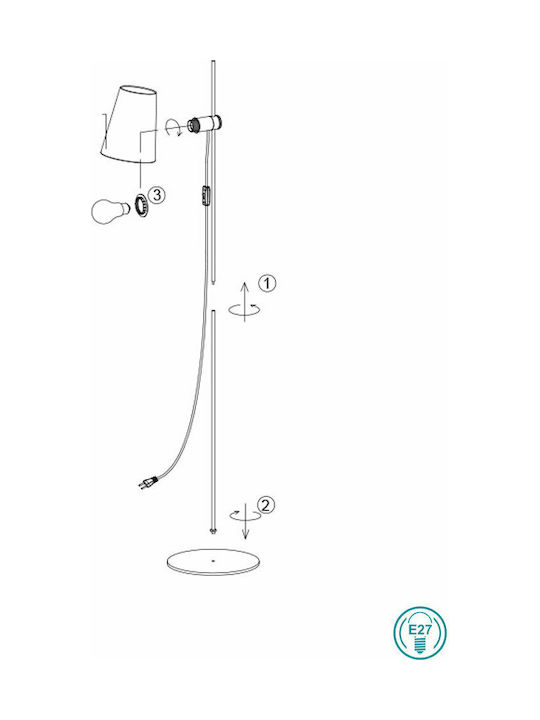 Faro Barcelona Guadalupe Φωτιστικό Δαπέδου Υ150xΜ30εκ. με Ντουί για Λαμπτήρα E27 Μαύρο