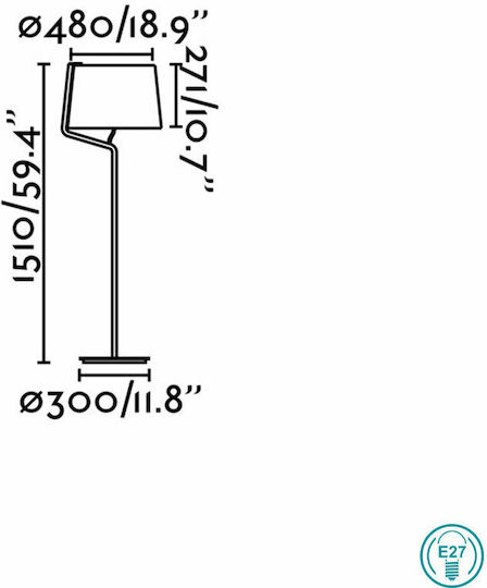 Faro Barcelona Berni Stehlampe Höhe 151xM48cm mit Lampenbirnensockel für E27 Weiß