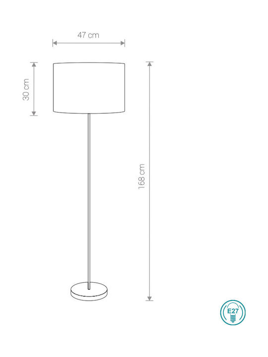 Nowodvorski Hotel Vintage Floor Lamp H168xW47cm. with Socket for Bulb E27 Silver