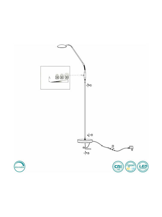 Wofi Twin LED Floor Lamp H157xW33cm. with Warm White Light 400lm Gold