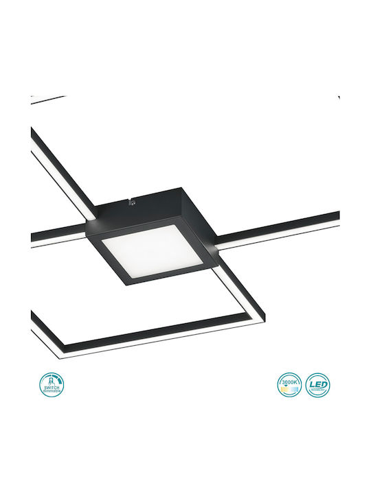 Trio Lighting Hydra Πλαφονιέρα Οροφής 65εκ. Μαύρη με Ενσωματωμένο LED