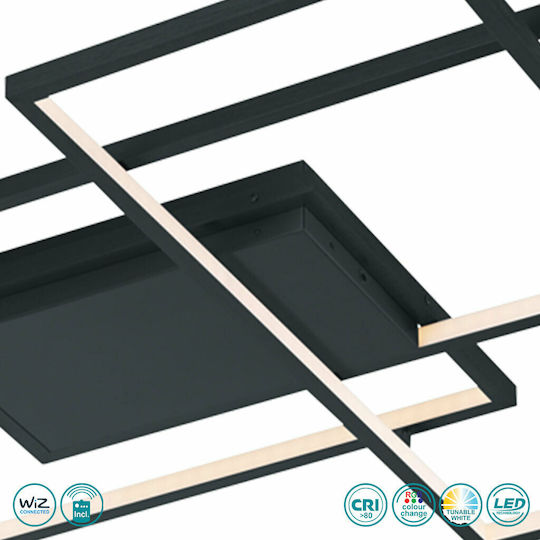 Trio Lighting Thiago Smart Deckenleuchte 114cm Schwarz mit Integrierter LED und Fernbedienung