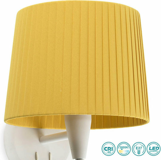 Faro Barcelona Samba Modern Lumină de Perete cu Soclu E27 și Comutator Galben 21.5x17.3cm