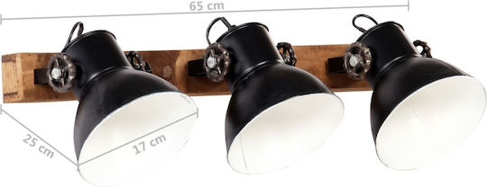 vidaXL Industrial Wall Lamp with E27 Socket Black 65x25cm