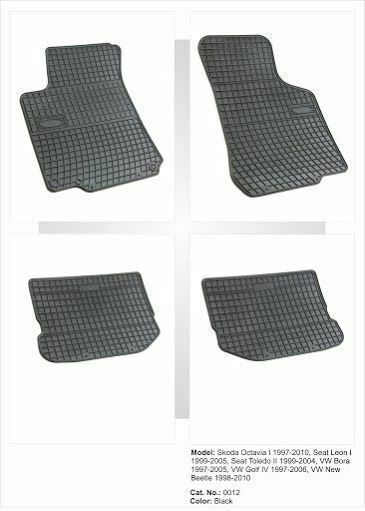 Frogum Set of Front and Rear Mats 4pcs for Seat Leon / Toledo Skoda Octavia Volkswagen Beetle / Bora / Golf 1997-2005 Black