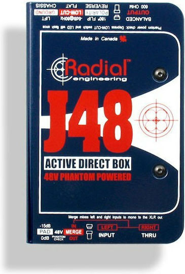 Radial J48 Active 1 Channel DI Box with Phantom Power