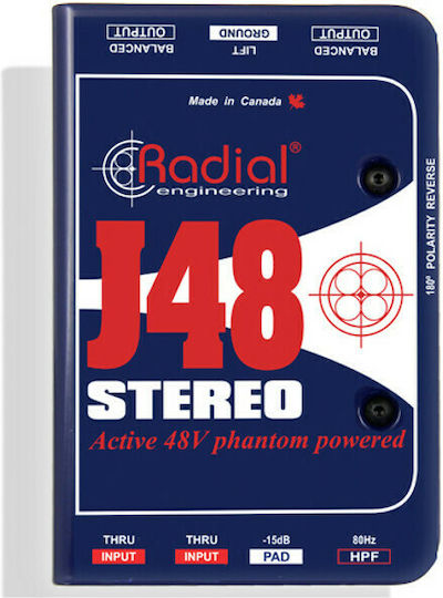 Radial J48 Stereo Ενεργό DI Box 2 Καναλιών με Phantom Power