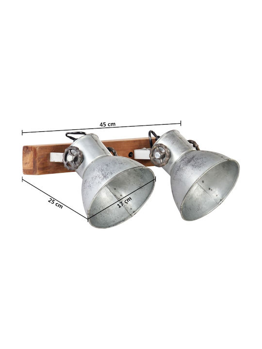 vidaXL Industrial Wall Lamp with E27 Silver Socket 45x25cm