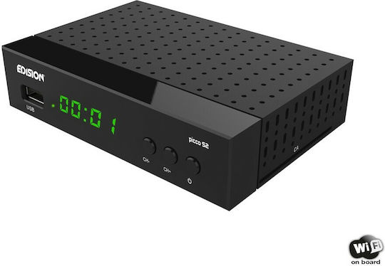 Edision Satellite Decoder Picco S2 01-07-0019 Full HD (1080p) DVB-S2 with PVR Recording Function and Built-in Wi-Fi in Black Color