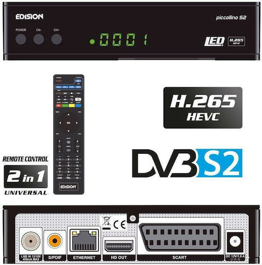 Edision Satellite Decoder Piccollino S2 01-07-0018 Full HD (1080p) DVB-S2 with PVR Recording Function in Black Colour
