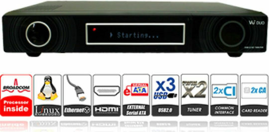 VU+ Satellite Decoder Duo HD (720p) DVB-S2 with PVR Recording Function in Black Color