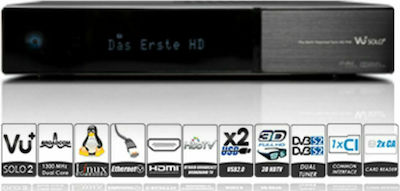 VU+ Δορυφορικός Αποκωδικοποιητής Solo2 HD (720p) DVB-S2 με Λειτουργία Εγγραφής PVR σε Μαύρο Χρώμα