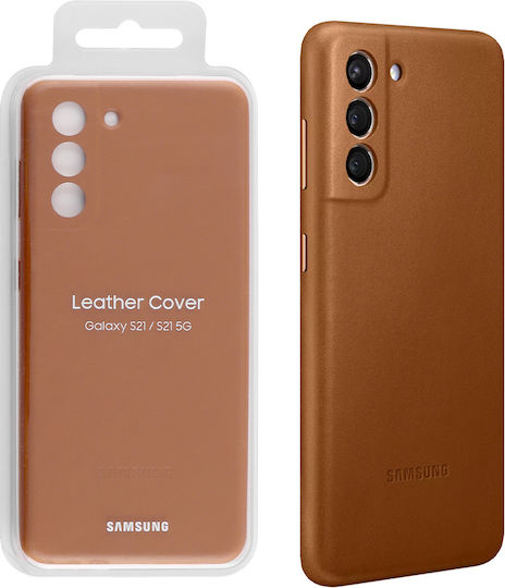 Samsung Кожена Задна Корица Кафява (Galaxy S21 5G)
