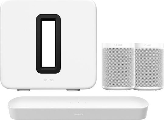 Sonos Σετ Ηχείων Home Cinema 5.1 Surround Set White Beam & Sub (Gen3) & 2x One SL