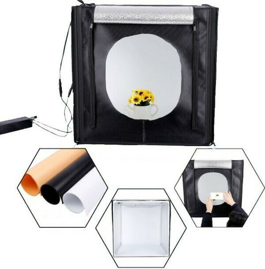 E-Reise Photo Box Photo Studio Box with LED Φωτιζόμενο με Πολλαπλά Backround 60x60x60cm