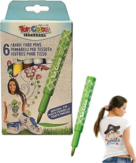 Toy Color Teenager Σετ Μαρκαδόροι για Ύφασμα 6τμχ