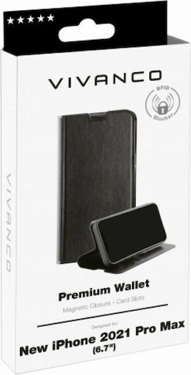 Vivanco Premium Book Δερματίνης Μαύρο (iPhone 13 Pro Max)