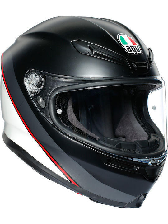 AGV K6 Minimal Matt Black/White/Red Motorradhelm Volles Gesicht 1220gr