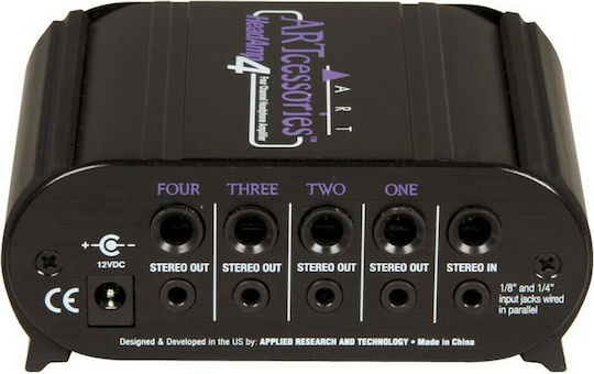 ART Pro Audio HeadAmp 4 Portable Analog Headphone Amplifier 4 Channels with Jack 3.5mm/6.3mm