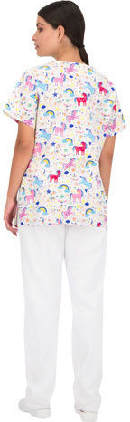 B-Well Bambina Women's Multicolour Medical Blouse Cotton and Polyester