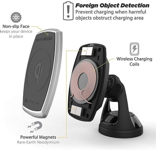 Scosche Βάση Κινητού Αυτοκινήτου MagicMount Charge με Μαγνήτη και Ασύρματη Φόρτιση
