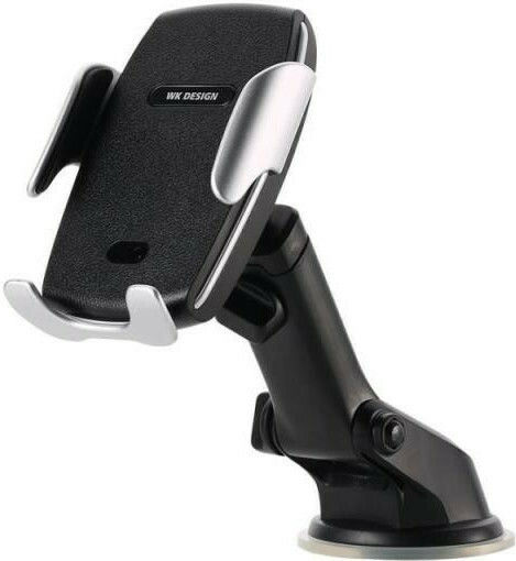 WK Charging Holder Car Mobile Mount with Adjustable Hooks and Wireless Charging Black
