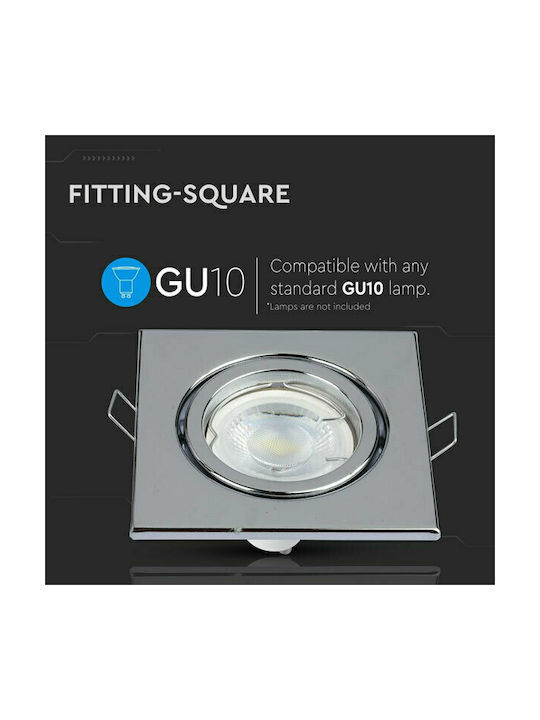 V-TAC Platz Metallisch Rahmen für Spots GU10 MR16 verstellbar Silber 8.2x8.2cm. 1Stück