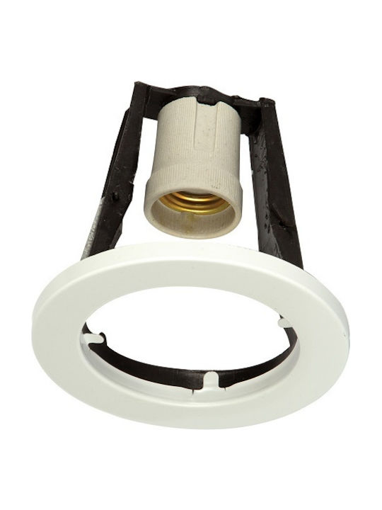 VK Lighting Round Metallic Recessed Spot with Socket E27 R80 White 12.5x12.5cm. 1pcs