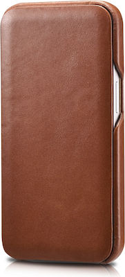 iCarer Curved Edge Vintage Leather Book Brown (iPhone 13)