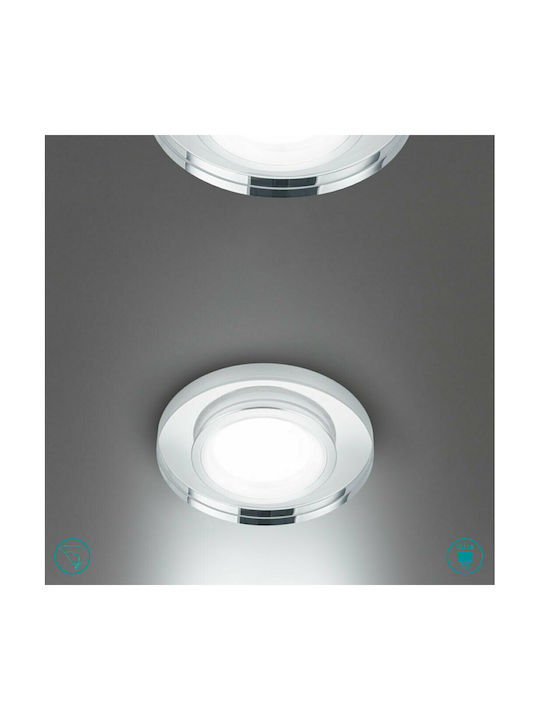 Trio Lighting Pirin Кръгла Стъкло Вграден Спот с Патрон GU10 Сребрист 1бр