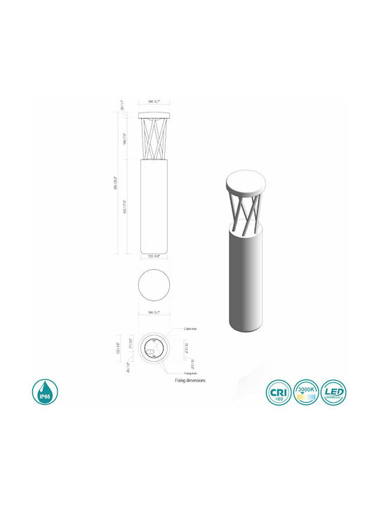 Faro Barcelona Twist Small Post Outdoor Floor Lamp 10W with Warm White Light IP65 Black