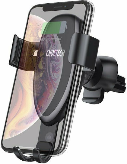 Choetech Suport Auto Pentru Telefon Mobil Cu Cârlige Reglabile Și Încărcare Wireless 10W Neagră