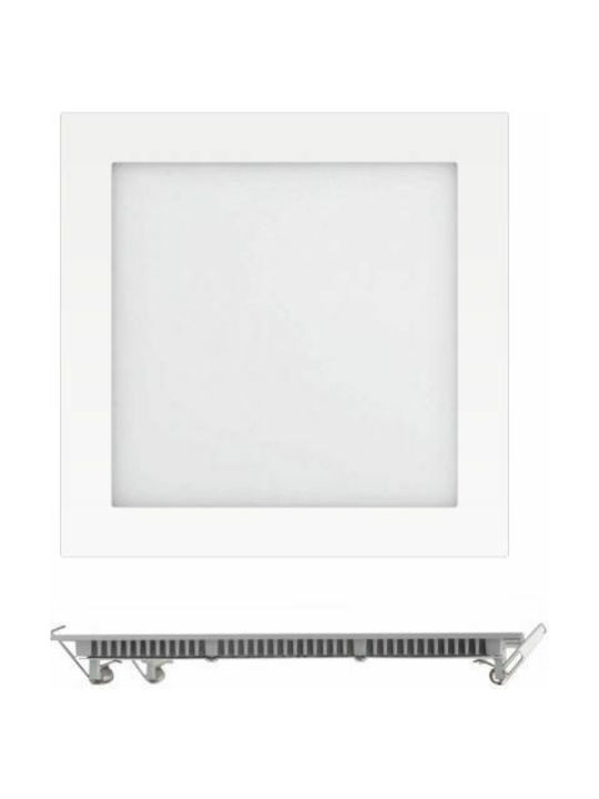 Spot Light Pătrat Metalic Spot Încorporat cu LED Integrat și Lumină Alb Natural 6W 600lm Alb 12x12cm. 1buc