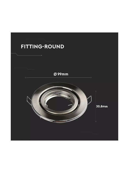 V-TAC Round Metallic Frame for Spot GU10 MR16 Adjustable Silver 8.2x8.2cm. 1pcs