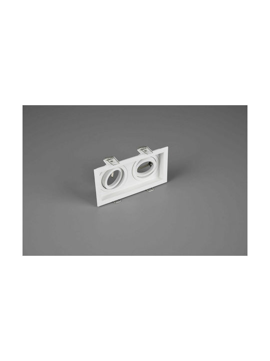 Trio Lighting Kenai Rectangle Metallic Recessed Spot with Socket GU10 Double Adjustable White 17.2x9.2cm. 1pcs