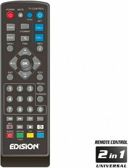 Edision Nano T265+ 01-07-0026 Ψηφιακός Δέκτης Mpeg-4 Full HD (1080p) με Λειτουργία PVR (Εγγραφή σε USB) Σύνδεση HDMI