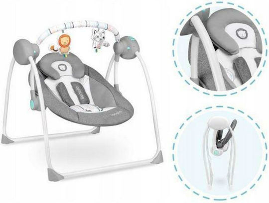 Lionelo Electric Baby Relax Swing Ruben with Music Grey & Turquoise for Child up to 12kg