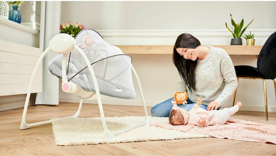 Lionelo Ηλεκτρικό Relax Μωρού Κούνια Ruben με Μουσική Grey & Rose για Παιδί έως 12kg