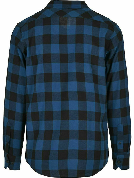 Urban Classics Men's Shirt Long Sleeve Cotton Checked Blue