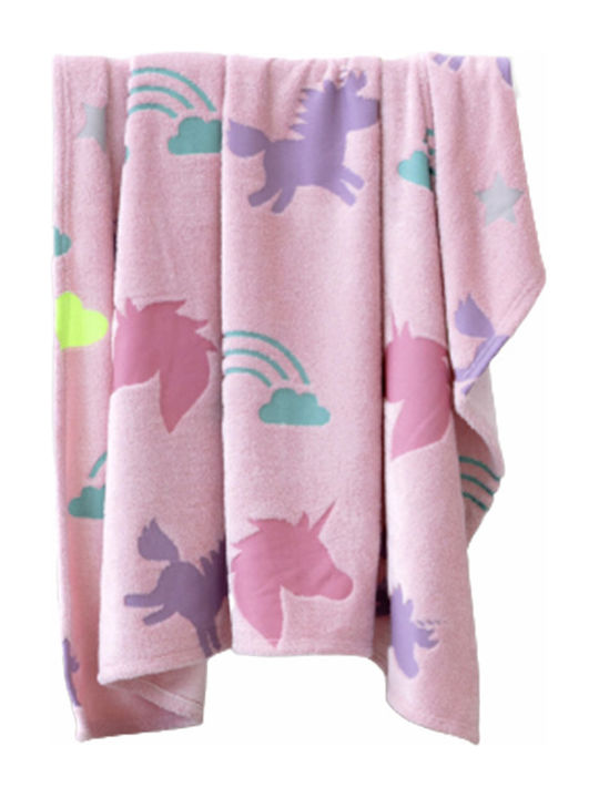 Kocoon Blanket Cot Shiny Unicorn Fleece Pink 110x140cm. 27044