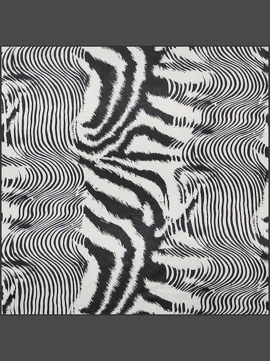 Batistuță pentru femei din satin Zebra negru pătrat 50cm x 50cm