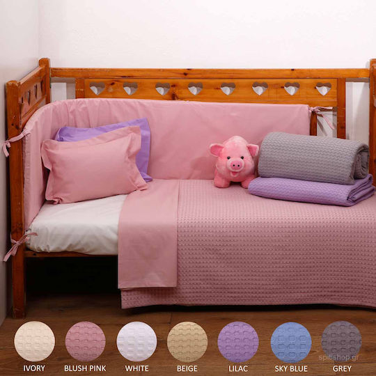 Anna Riska Blanket Cot Michelle Waffle Blue 115x155cm