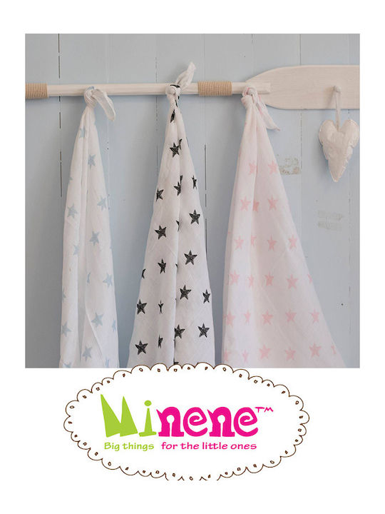 Minene Pink Stars Muslin Swaddle Wrap Pink 100x120cm.