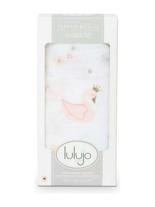 Lulujo Swan Musselin-Kuscheldecke Mehrfarbig 120x120cm.