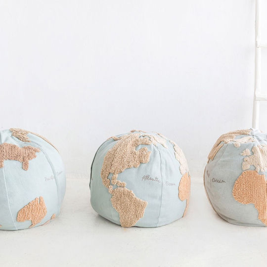 Beanbag World Map Blue 45x50x45cm