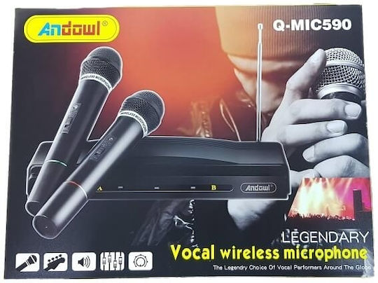 Andowl Karaoke Amplifier with Wireless Microphones Q-MIC590 Black